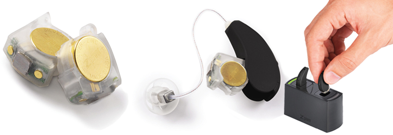 充電式補聴器と充電器